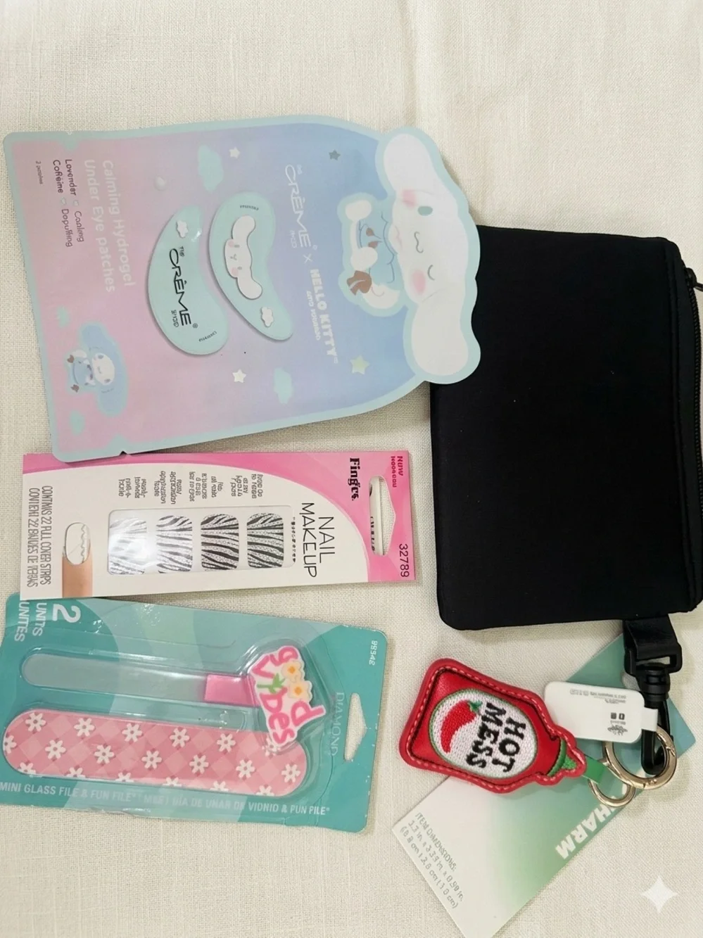 Black Zip Pouch with Hot Mess Key Charm